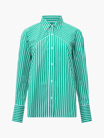 Alexis Cotton Angled Yoke Striped Shirt