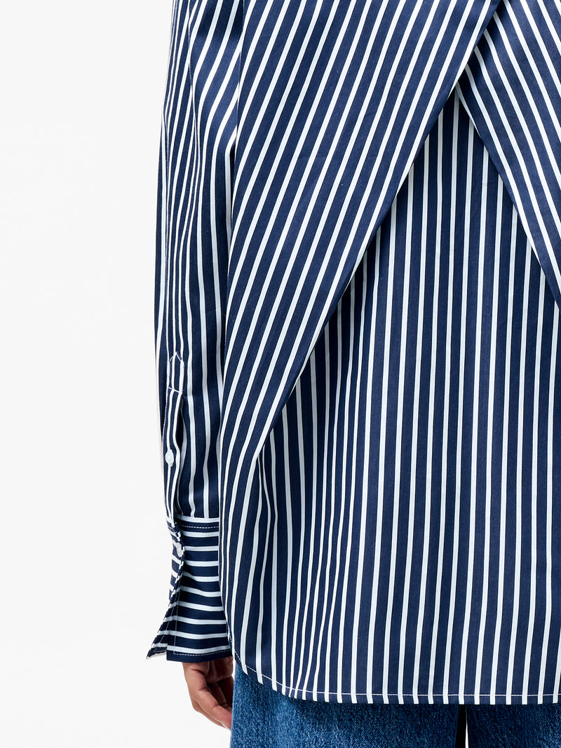 Alexis Cotton Angled Yoke Striped Shirt