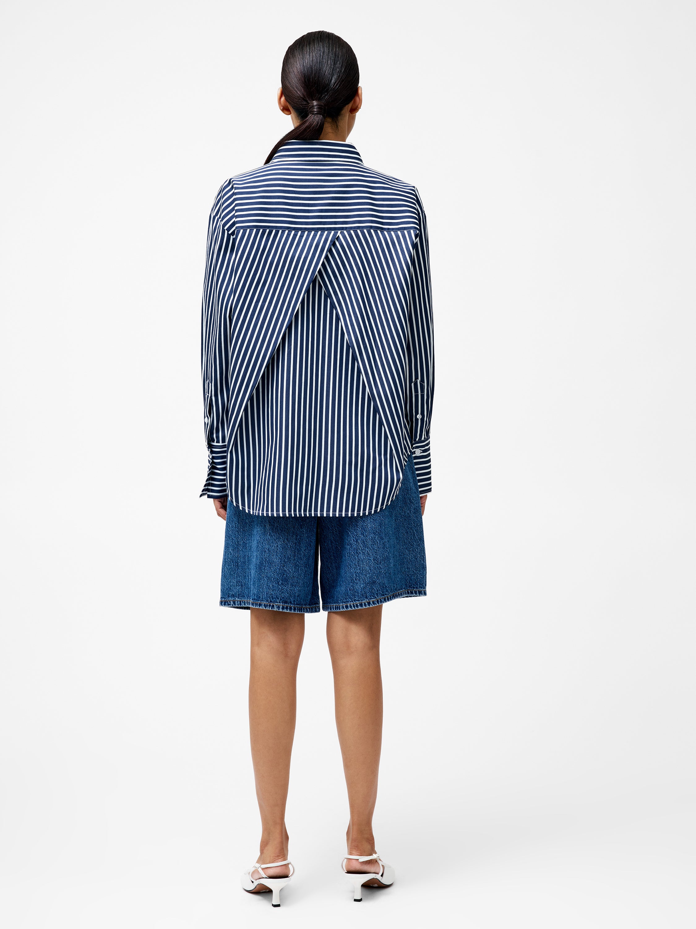 Alexis Cotton Angled Yoke Striped Shirt