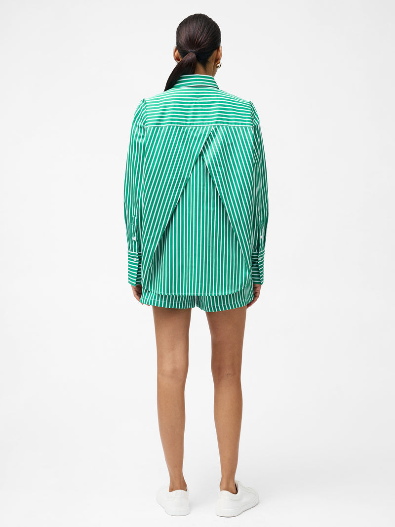 Alexis Cotton Angled Yoke Striped Shirt