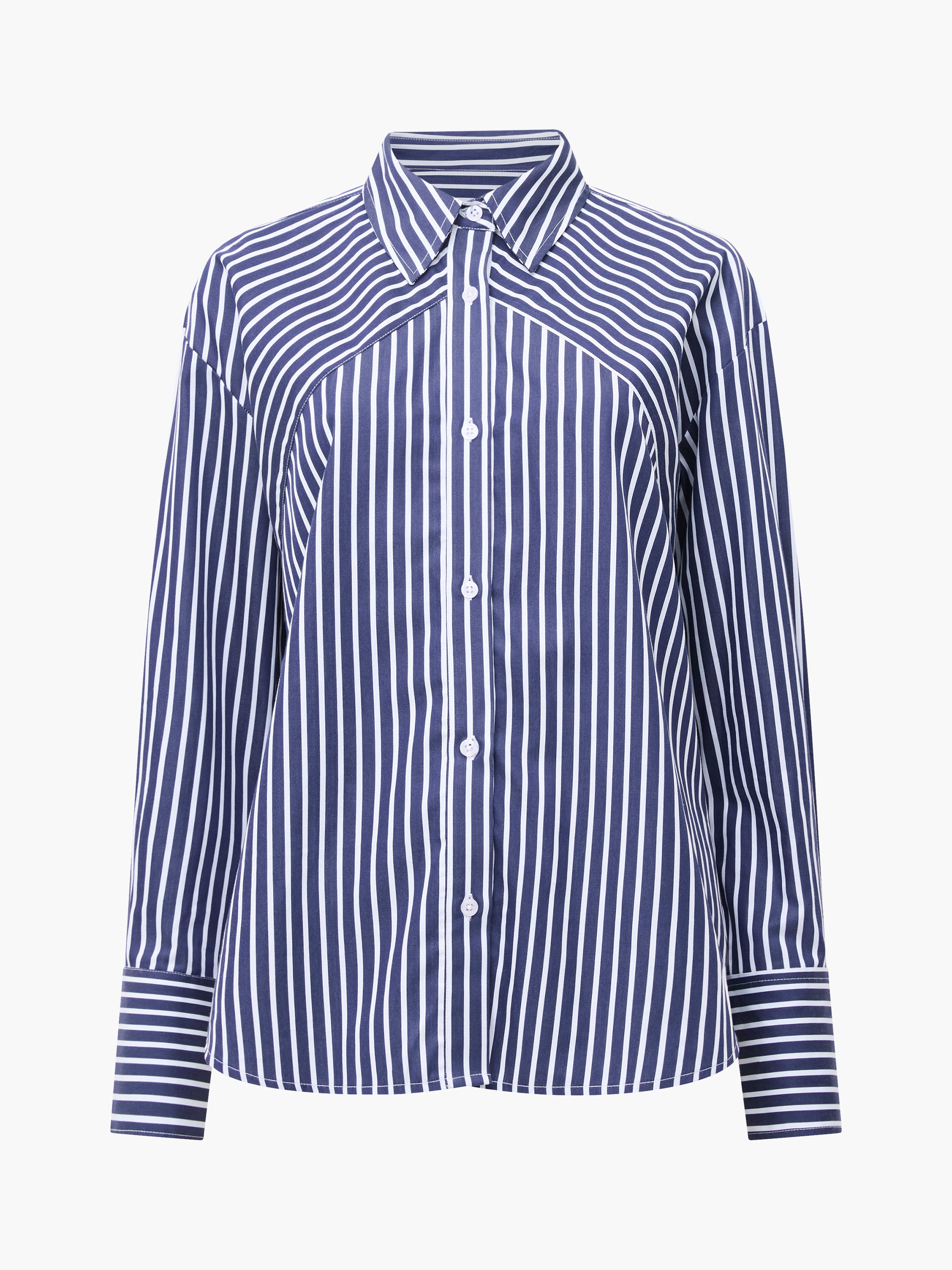 Alexis Cotton Angled Yoke Striped Shirt