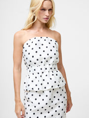 Strapless Polka Dot Peplum Top