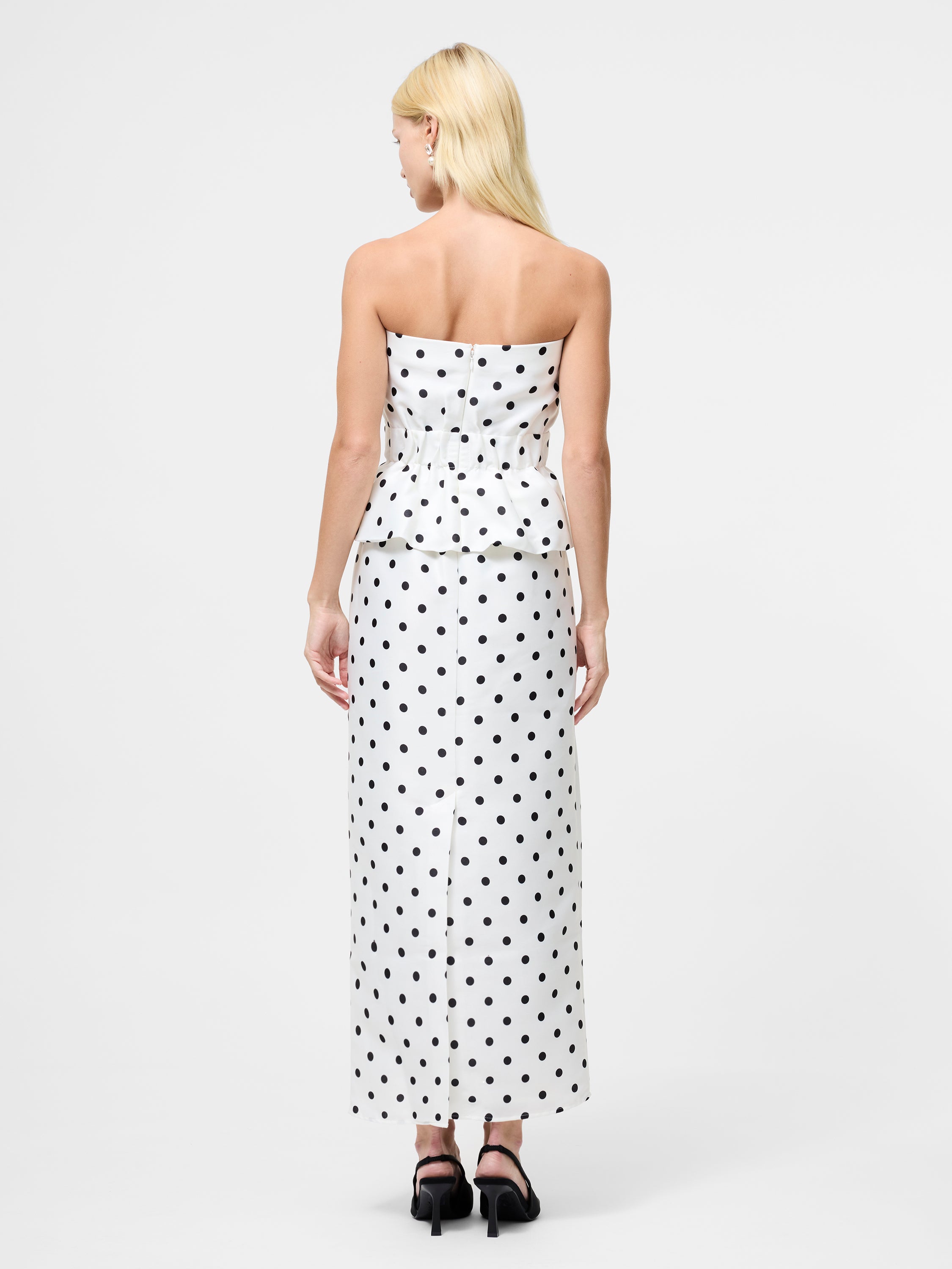 Strapless Polka Dot Peplum Top