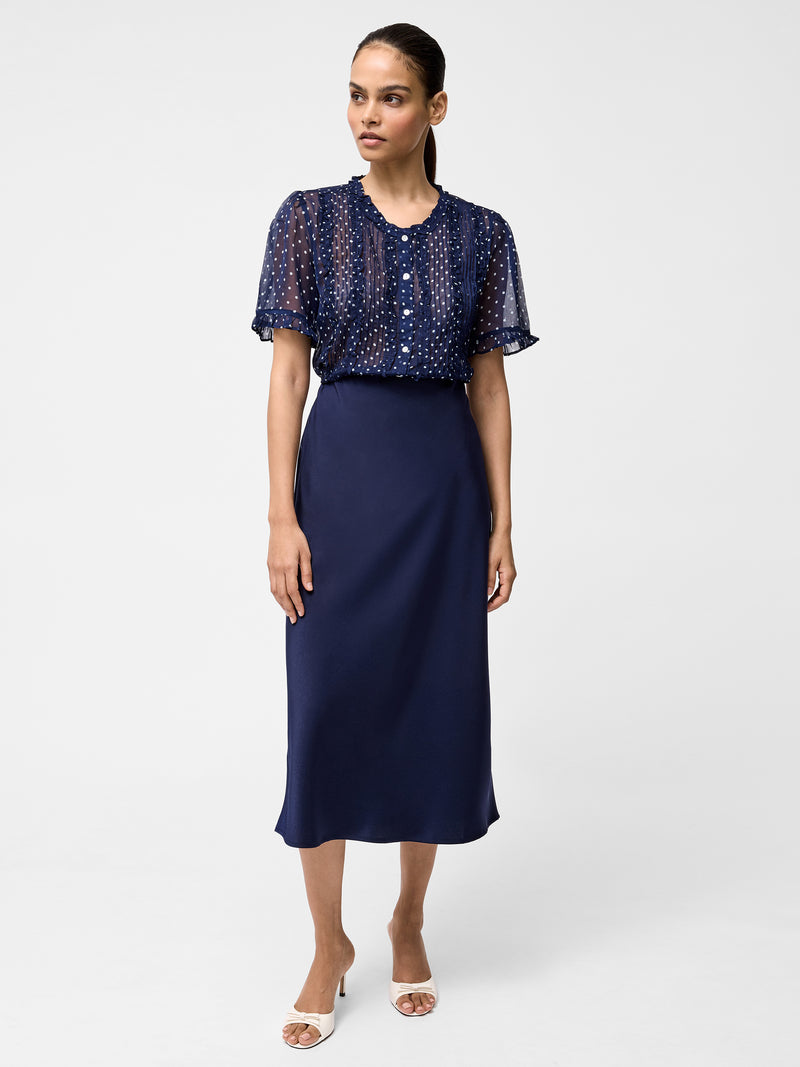 Polka Dot Short Sleeve Ruffle Top