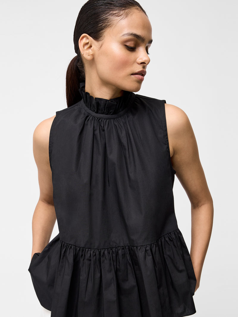 High Neck Sleeveless Poplin Top