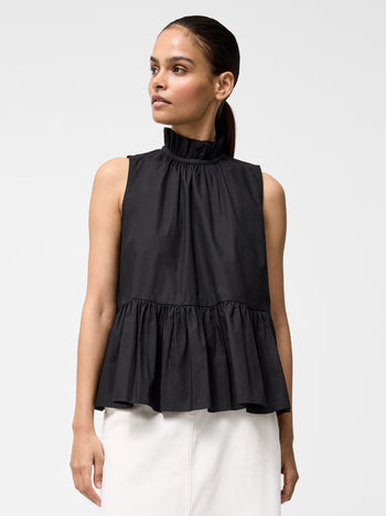 High Neck Sleeveless Poplin Top