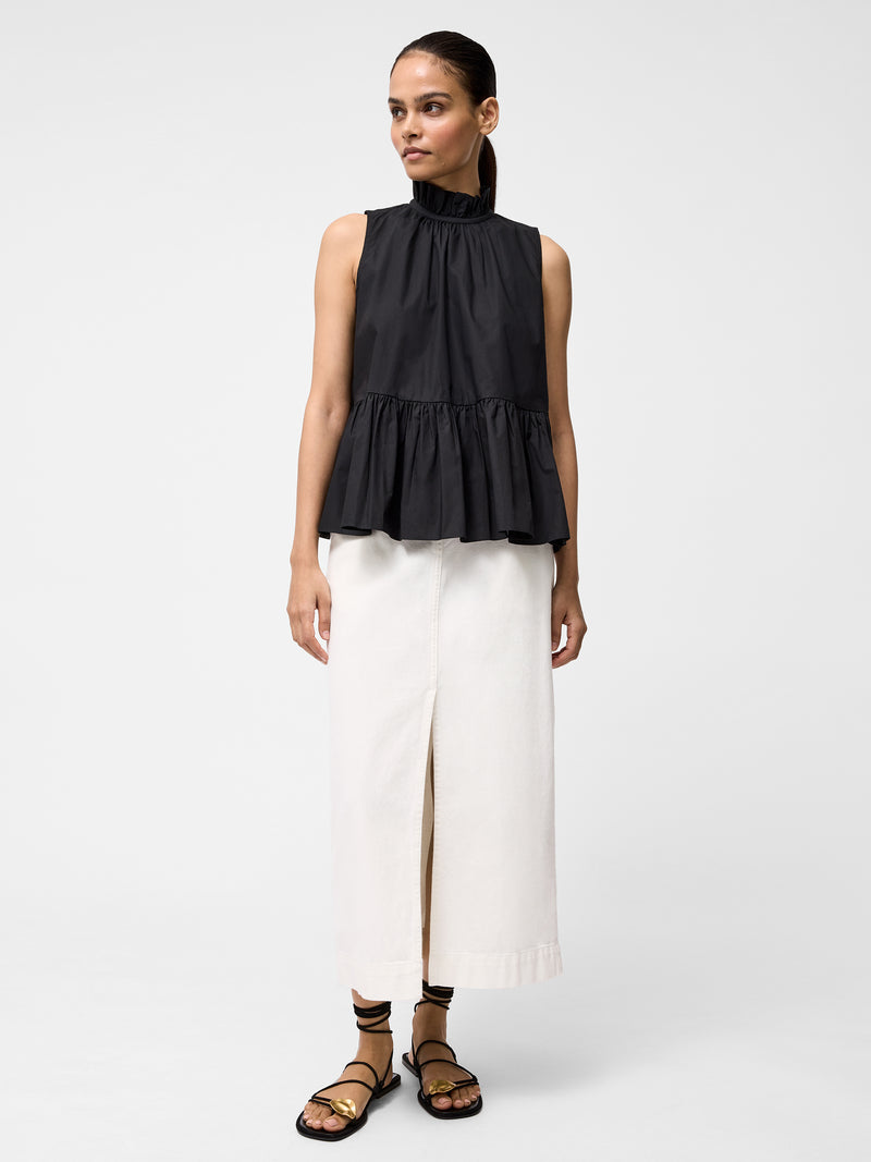 High Neck Sleeveless Poplin Top