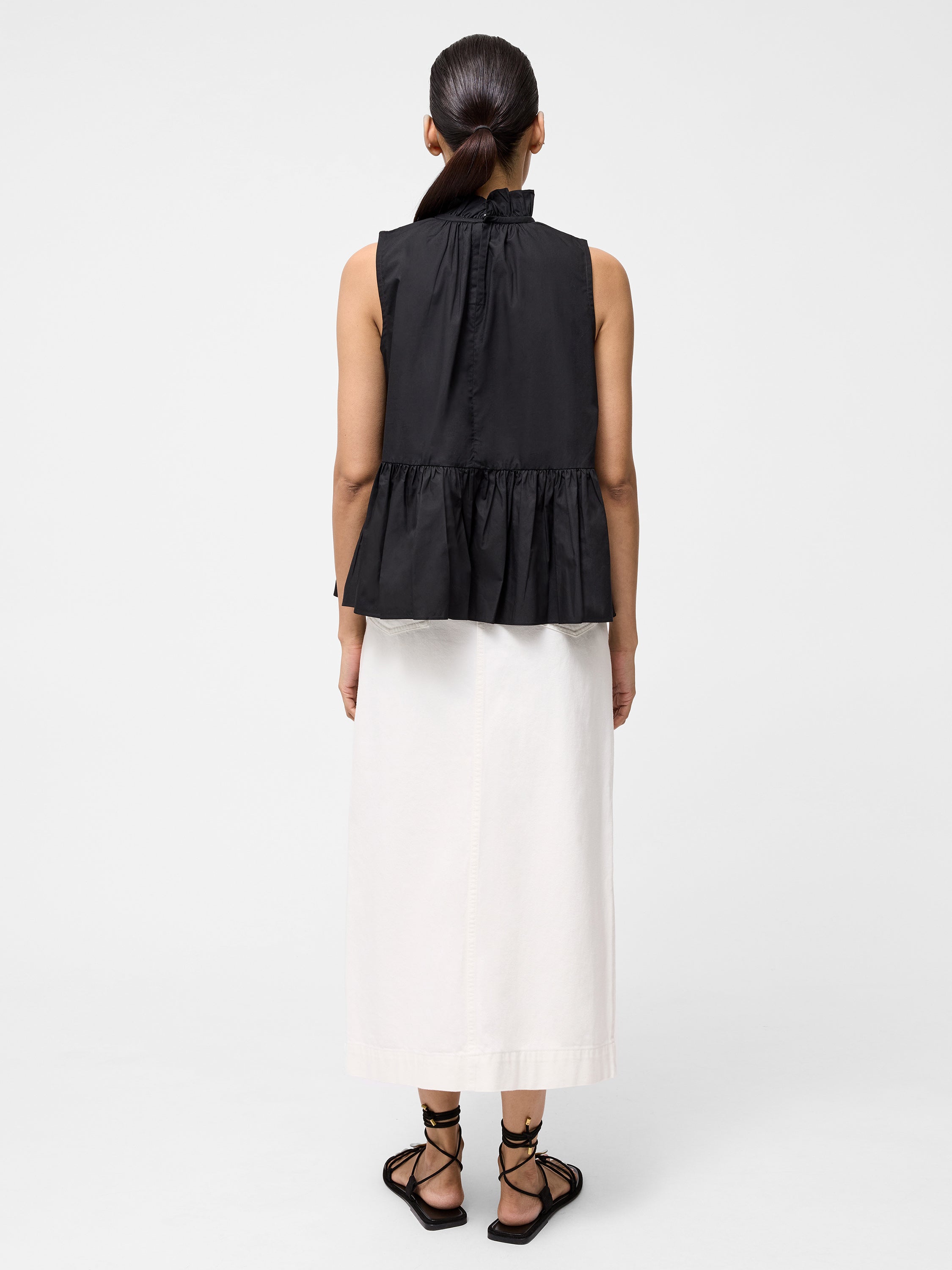 High Neck Sleeveless Poplin Top