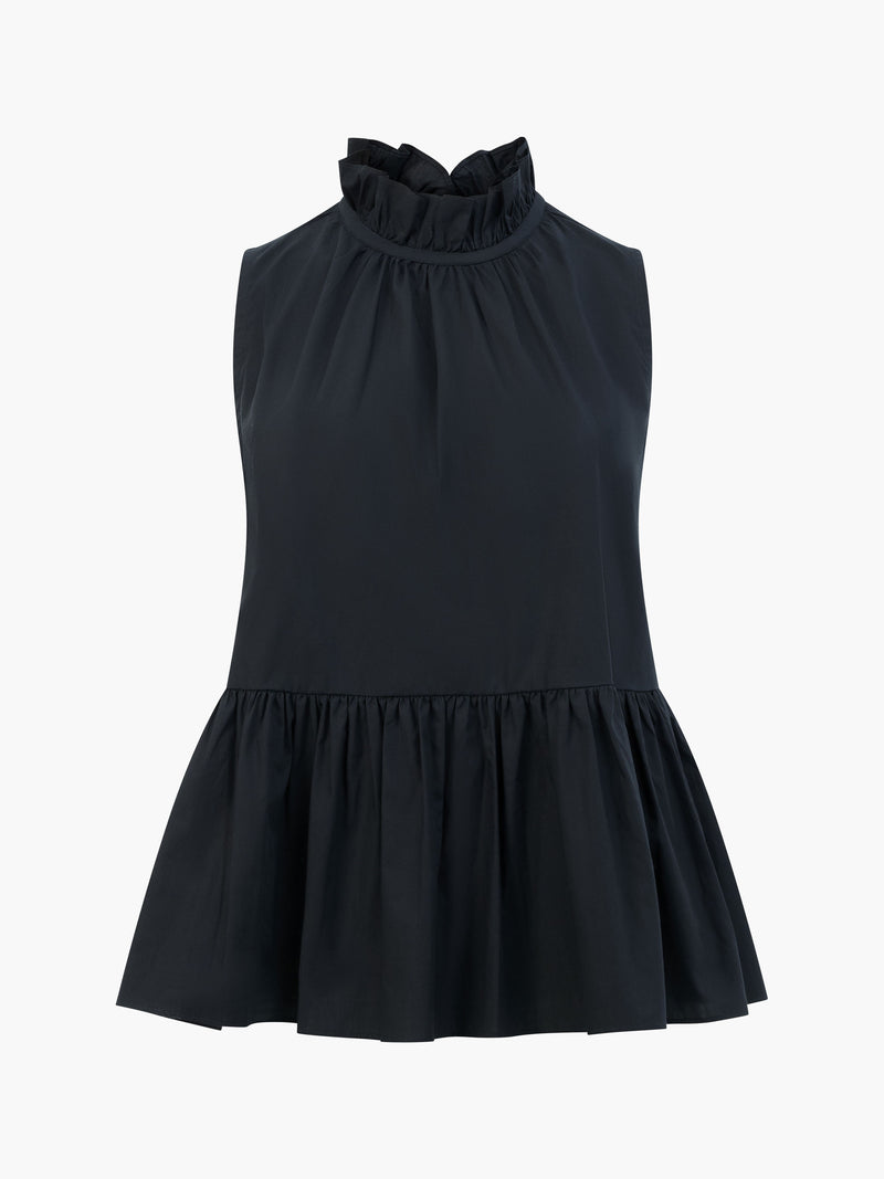 High Neck Sleeveless Poplin Top