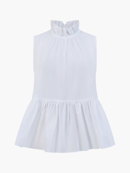 High Neck Sleeveless Poplin Top