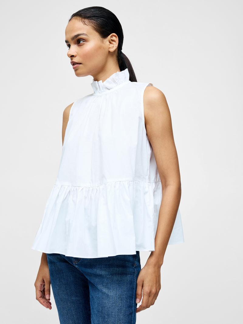 High Neck Sleeveless Poplin Top