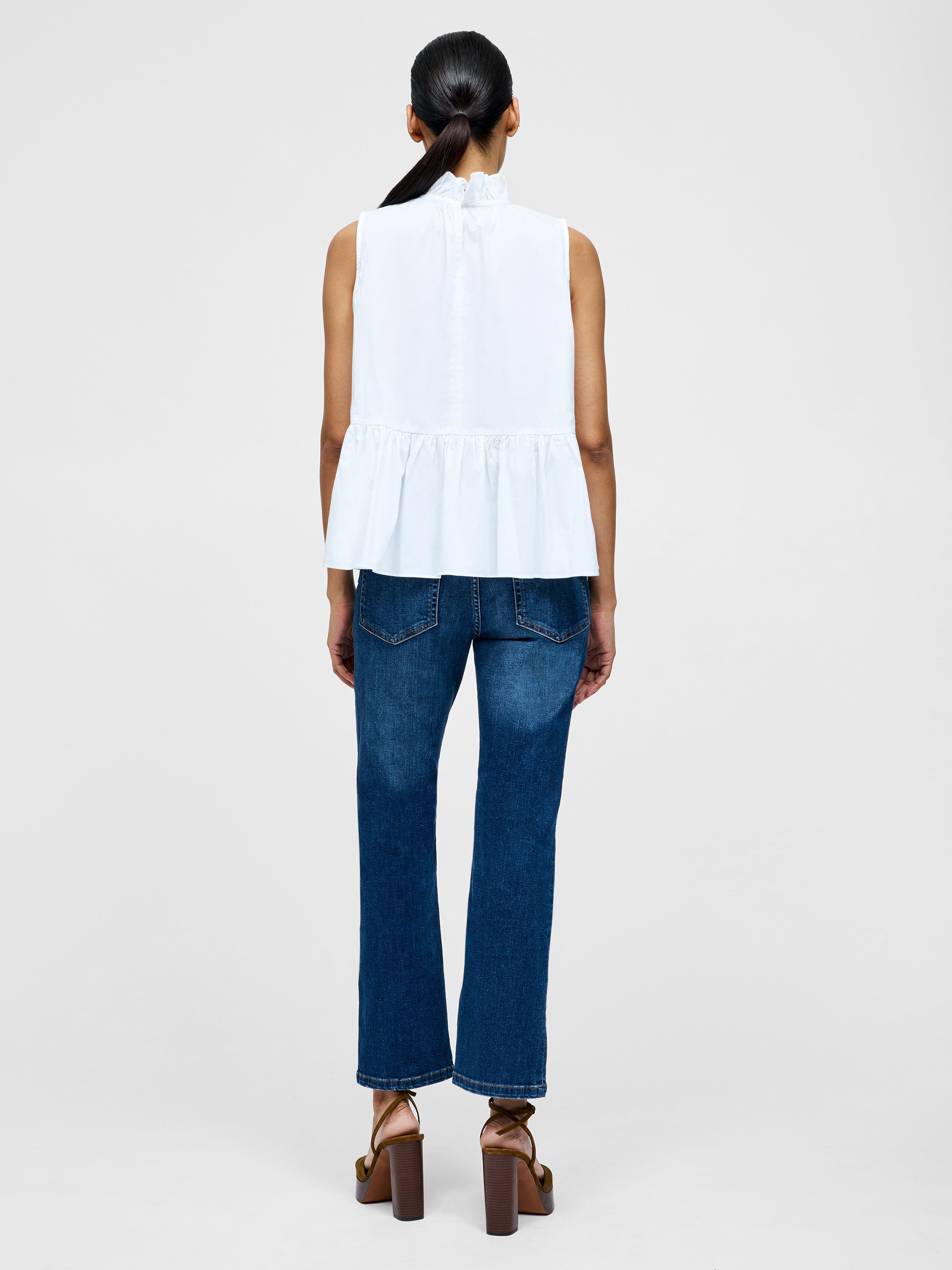 High Neck Sleeveless Poplin Top