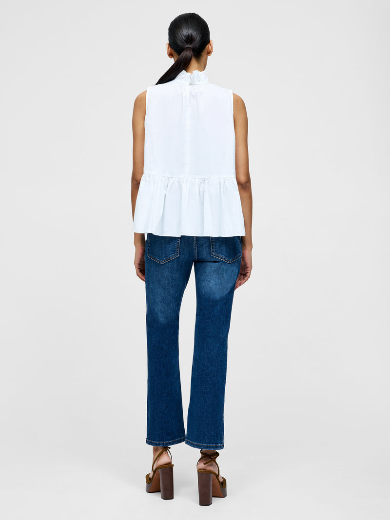 High Neck Sleeveless Poplin Top