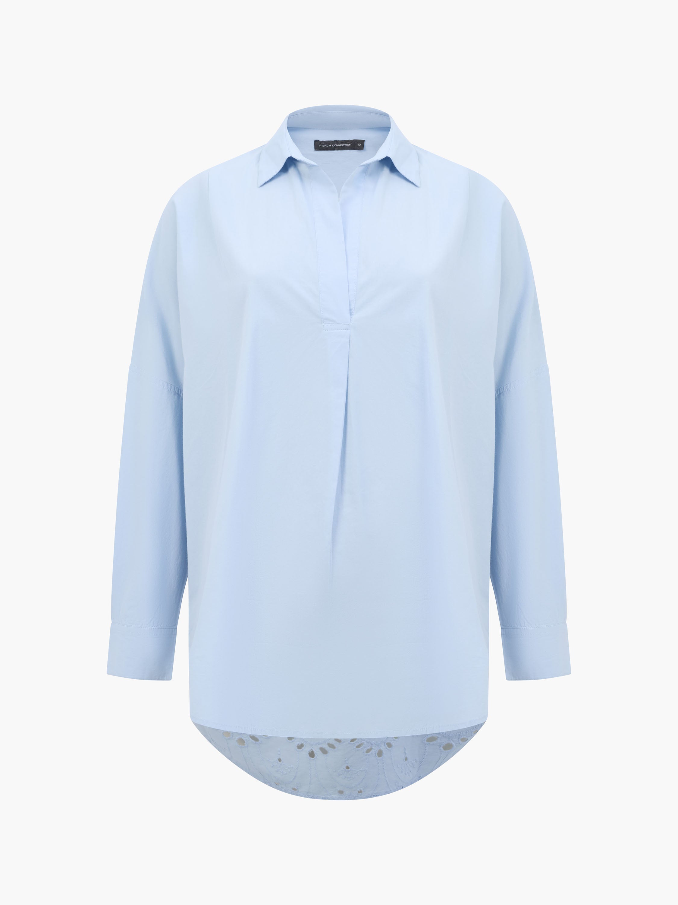 Broderie Back Long Sleeve Popover Shirt