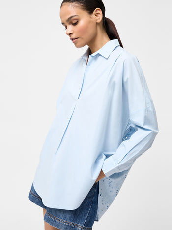 Broderie Back Long Sleeve Popover Shirt
