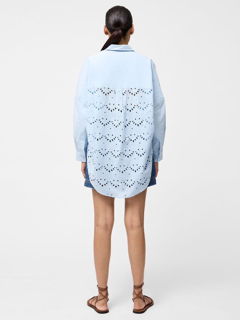 Broderie Back Long Sleeve Popover Shirt