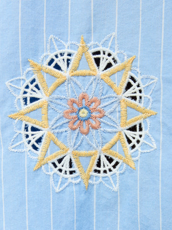 Embroidered Poplin Stripe Popover Shirt