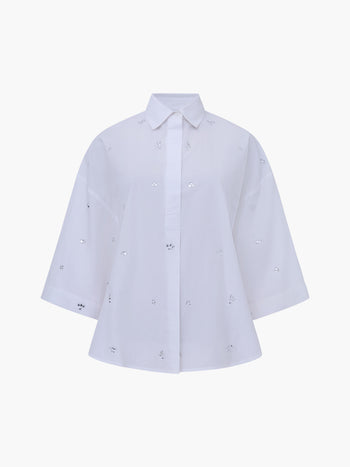 Rhinestone Poplin Popover Shirt