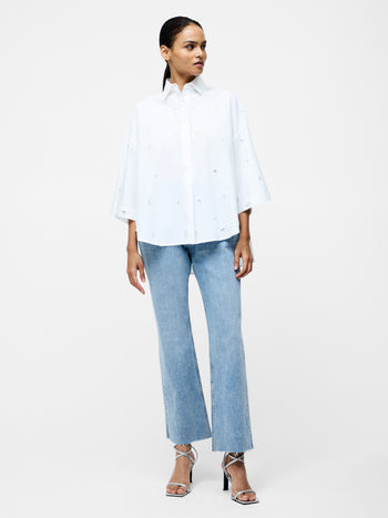 Rhinestone Poplin Popover Shirt