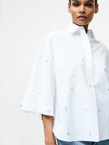 Rhinestone Poplin Popover Shirt
