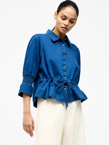 Chambray Tie Waist Top