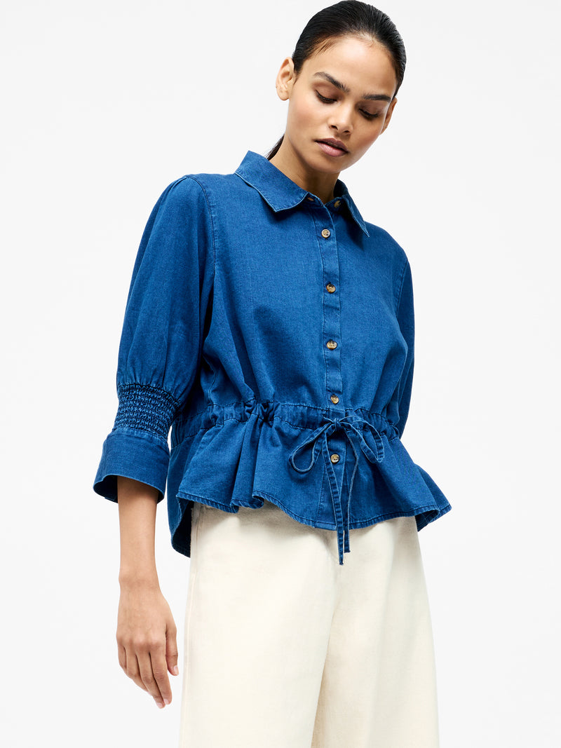 Chambray Tie Waist Top