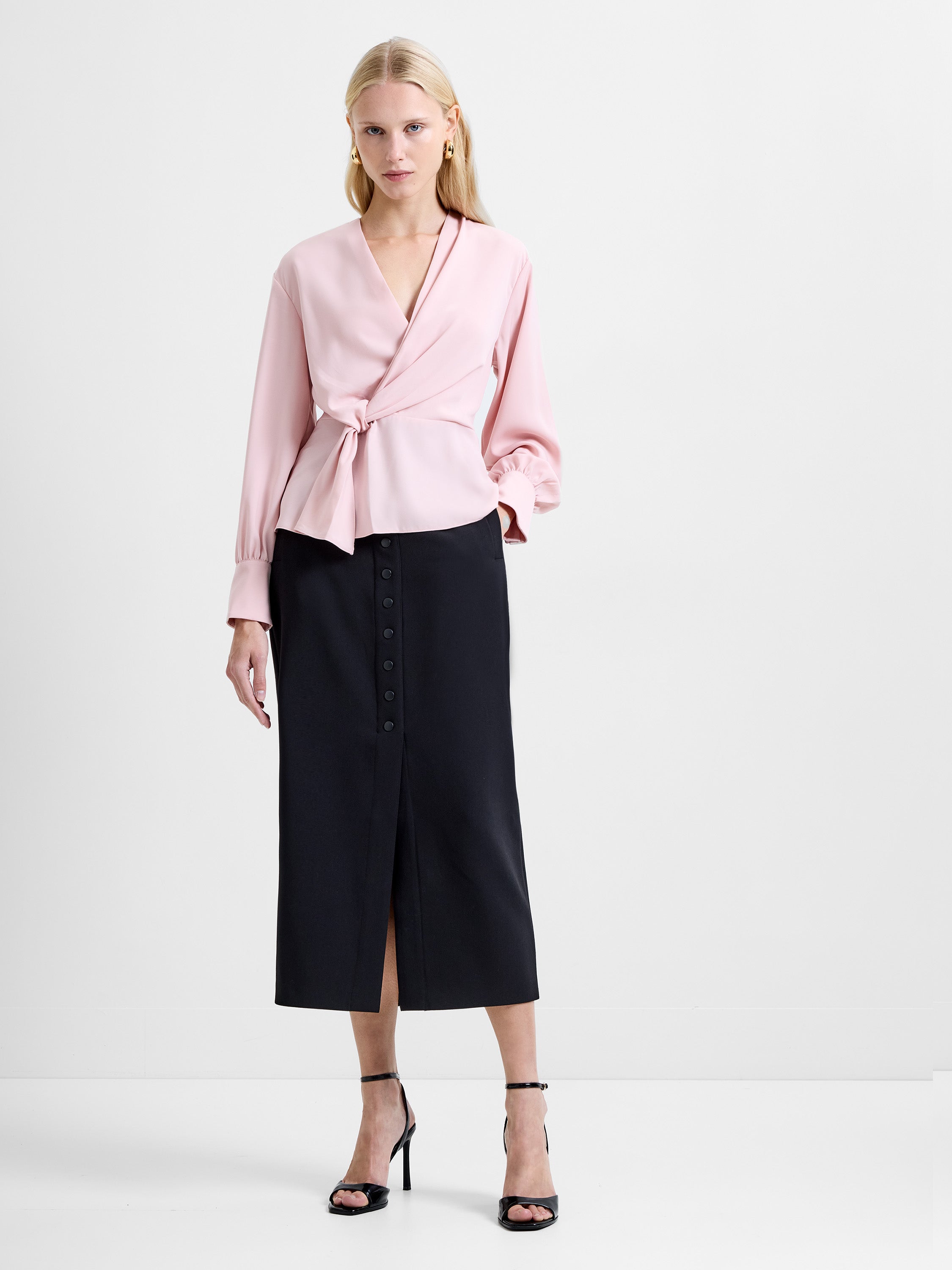 Laurel Crepe Wrap Peplum Top