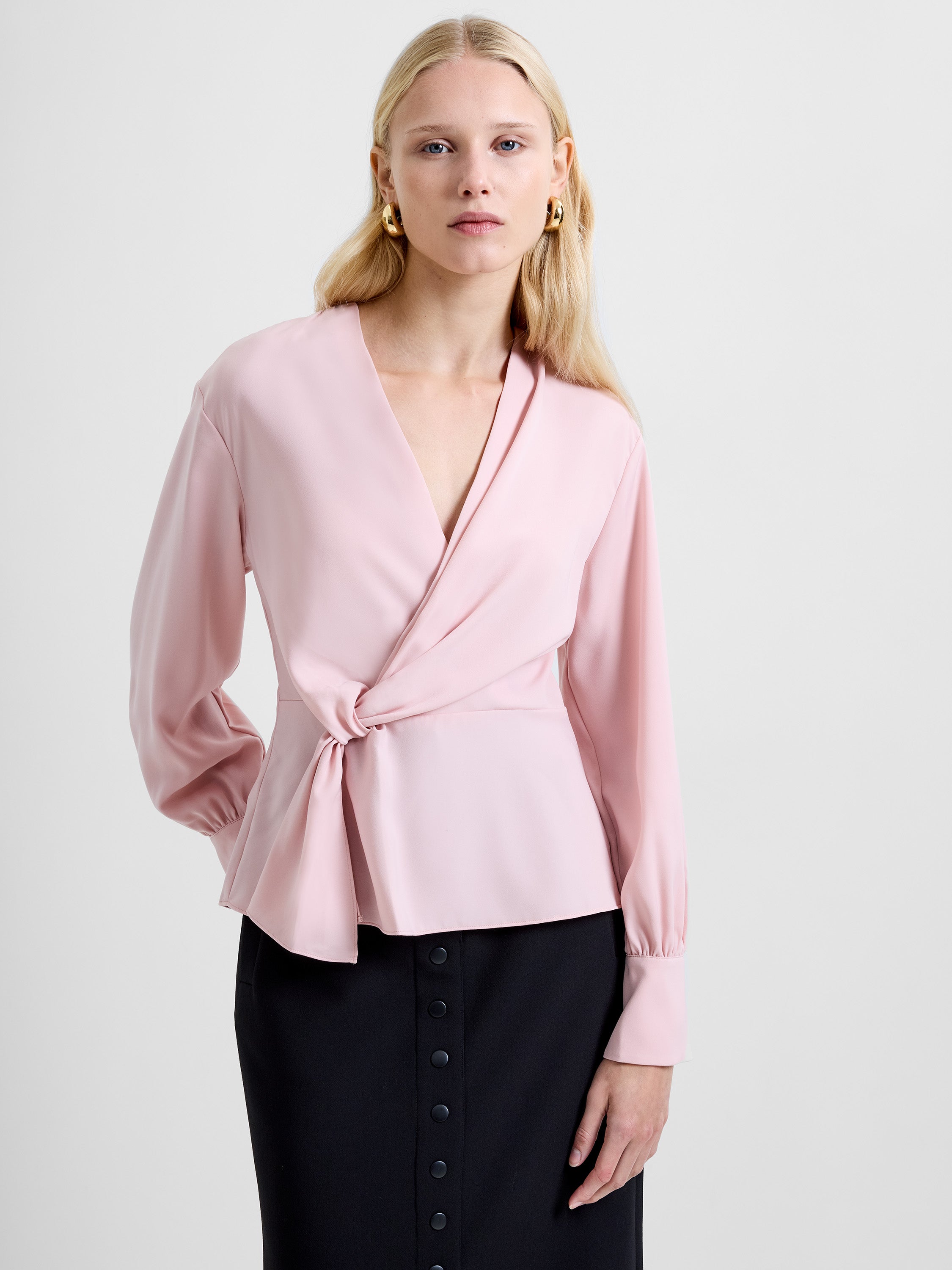 Laurel Crepe Wrap Peplum Top