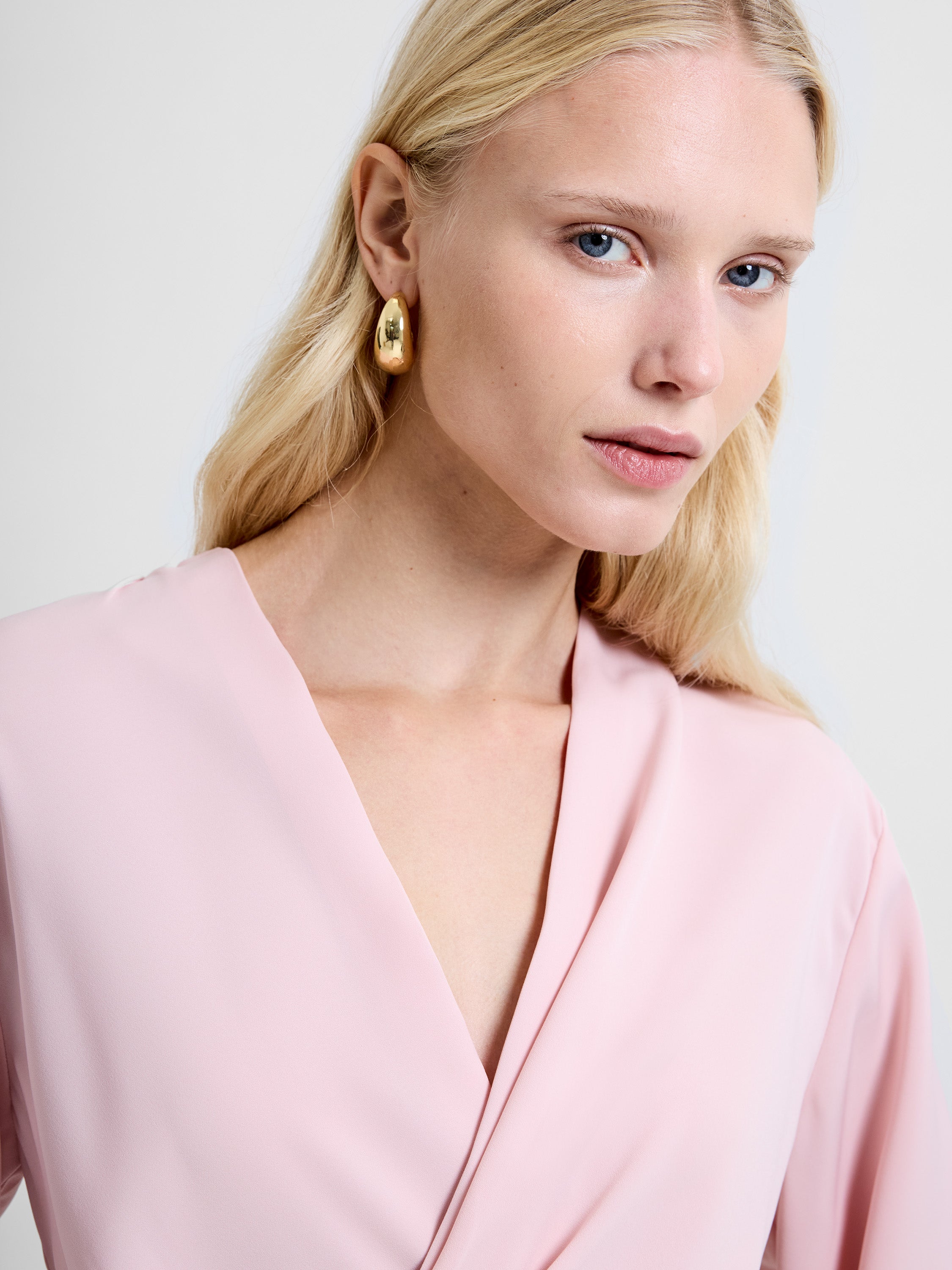 Laurel Crepe Wrap Peplum Top