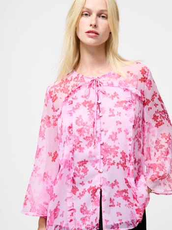 Isla Hallie Crinkle Tie Neck Top