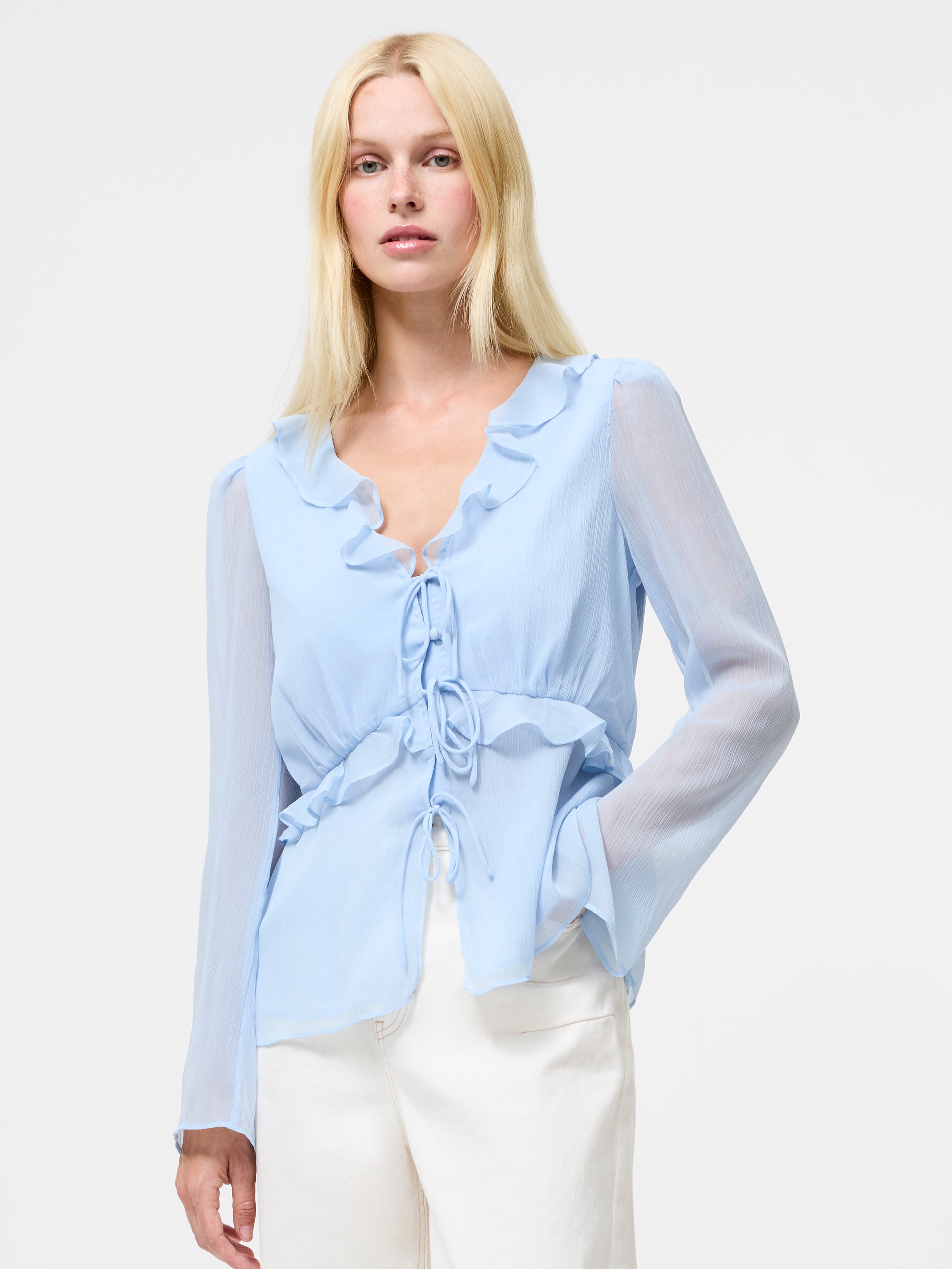 Emina Chiffon Frill Tie Up Top