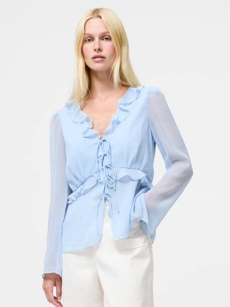 Emina Chiffon Frill Tie Up Top
