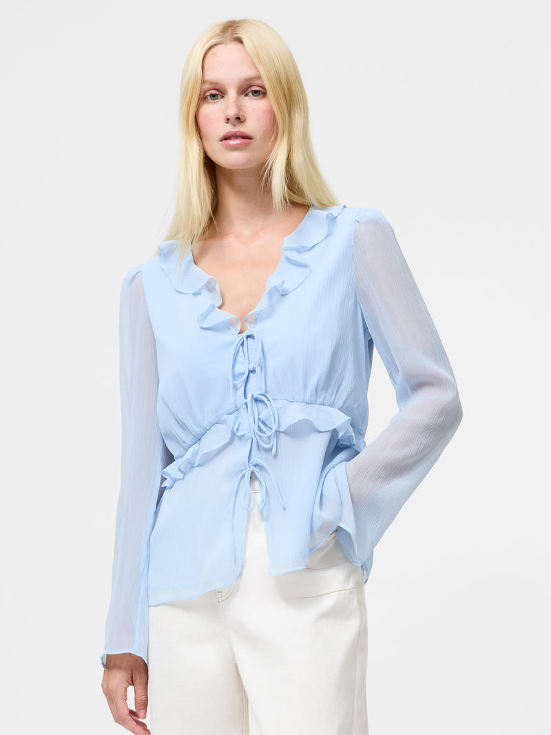 Emina Chiffon Frill Tie Up Top