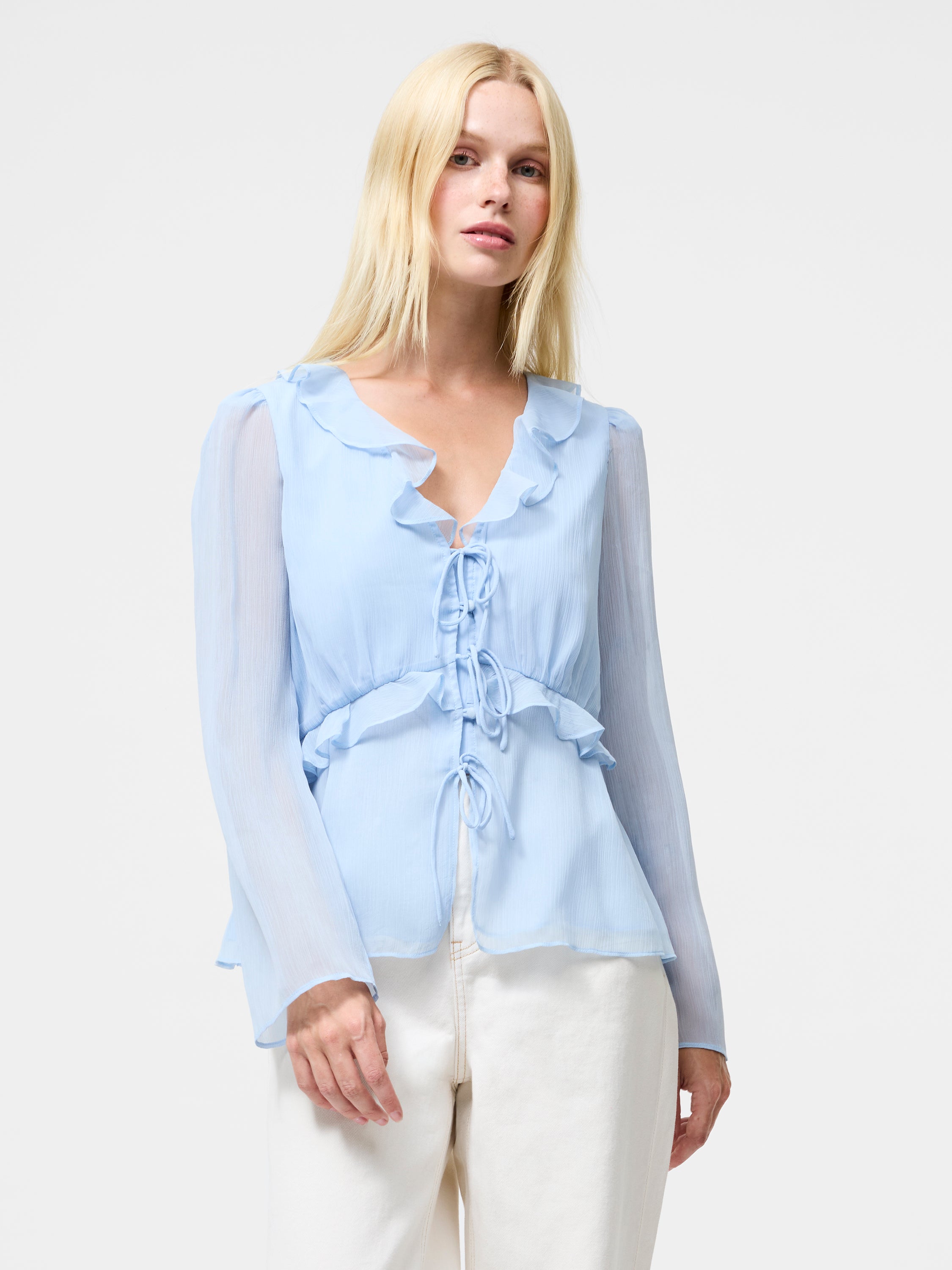 Emina Chiffon Frill Tie Up Top