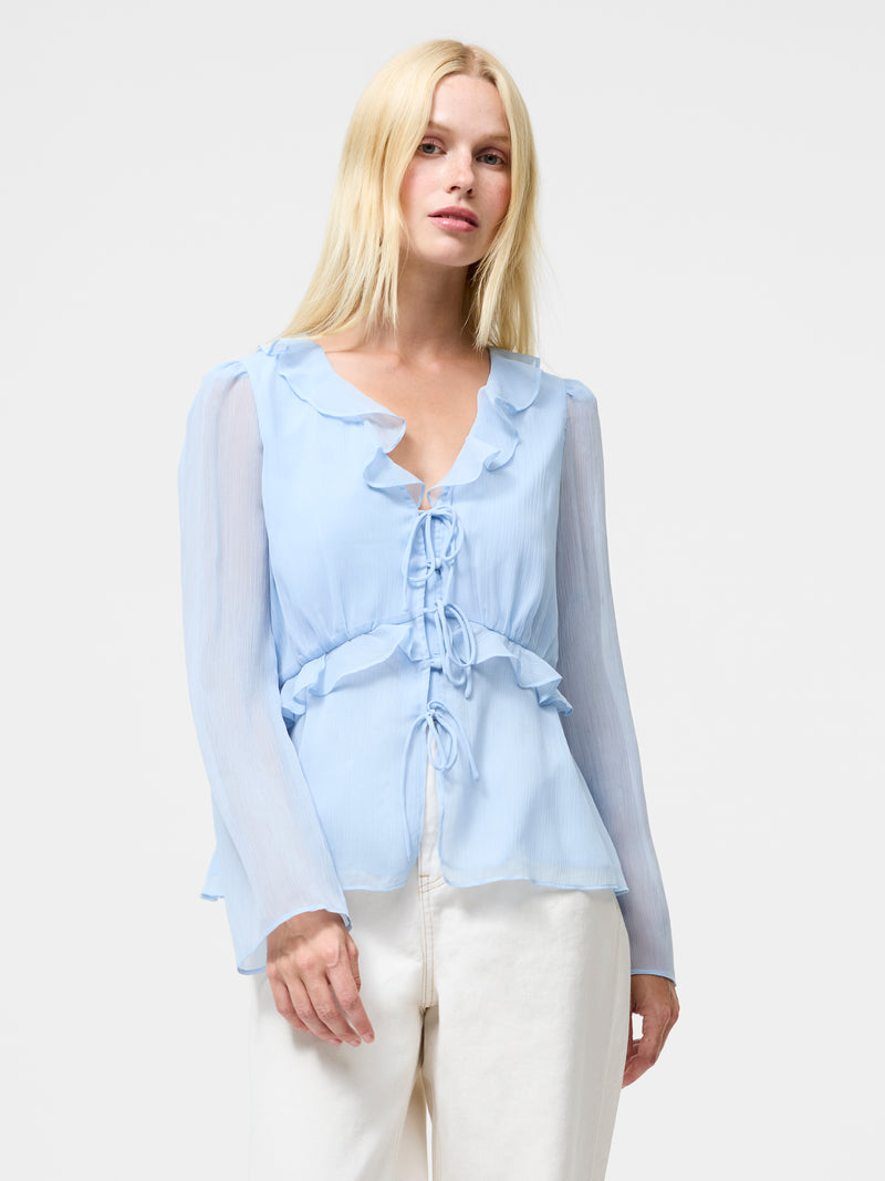 Emina Chiffon Frill Tie Up Top