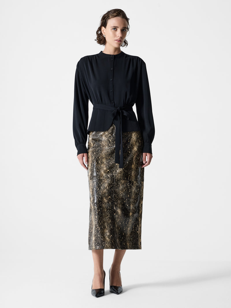 Arezzo Long Sleeve Waist Tie Shirt