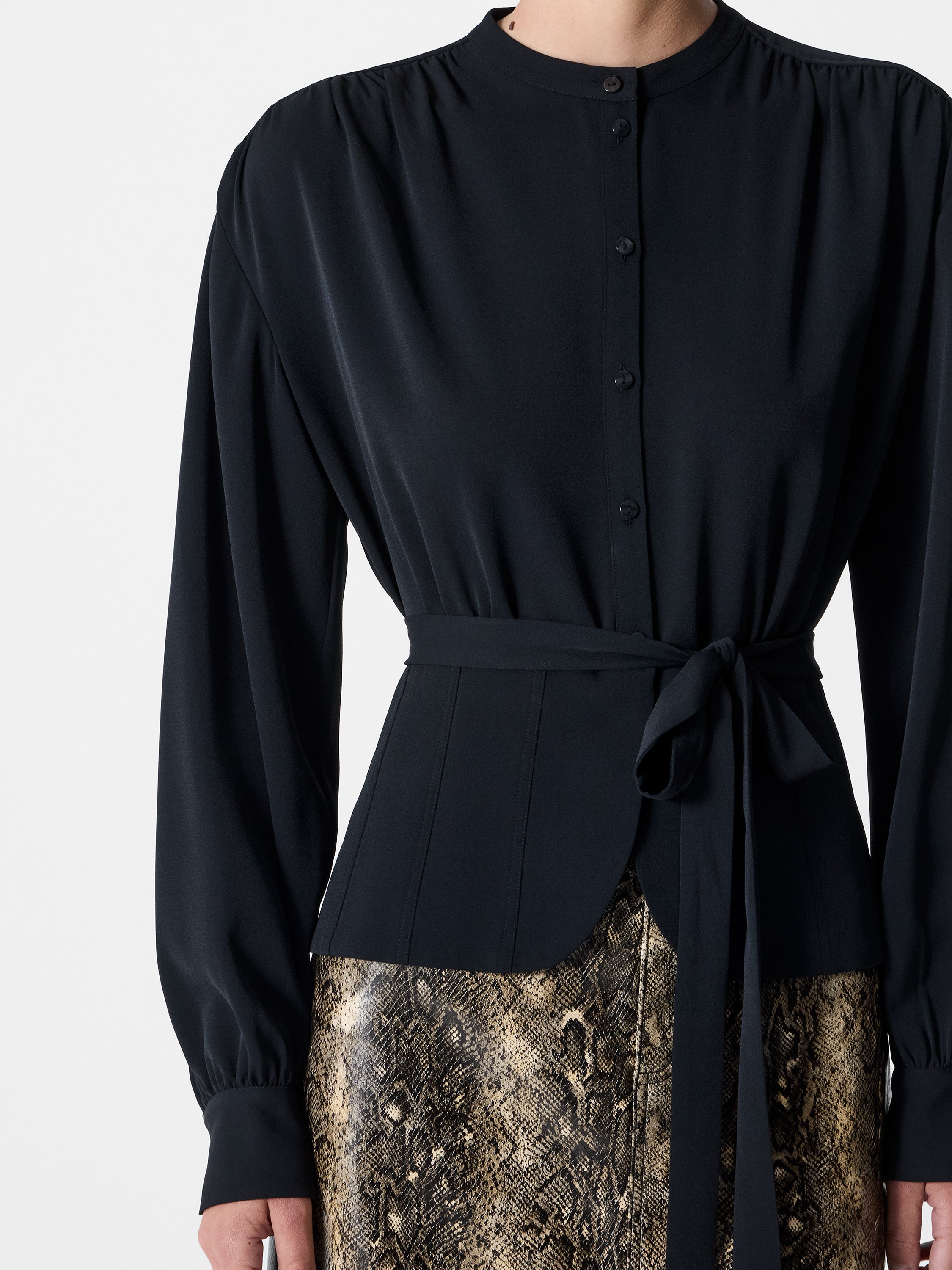 Arezzo Long Sleeve Waist Tie Shirt