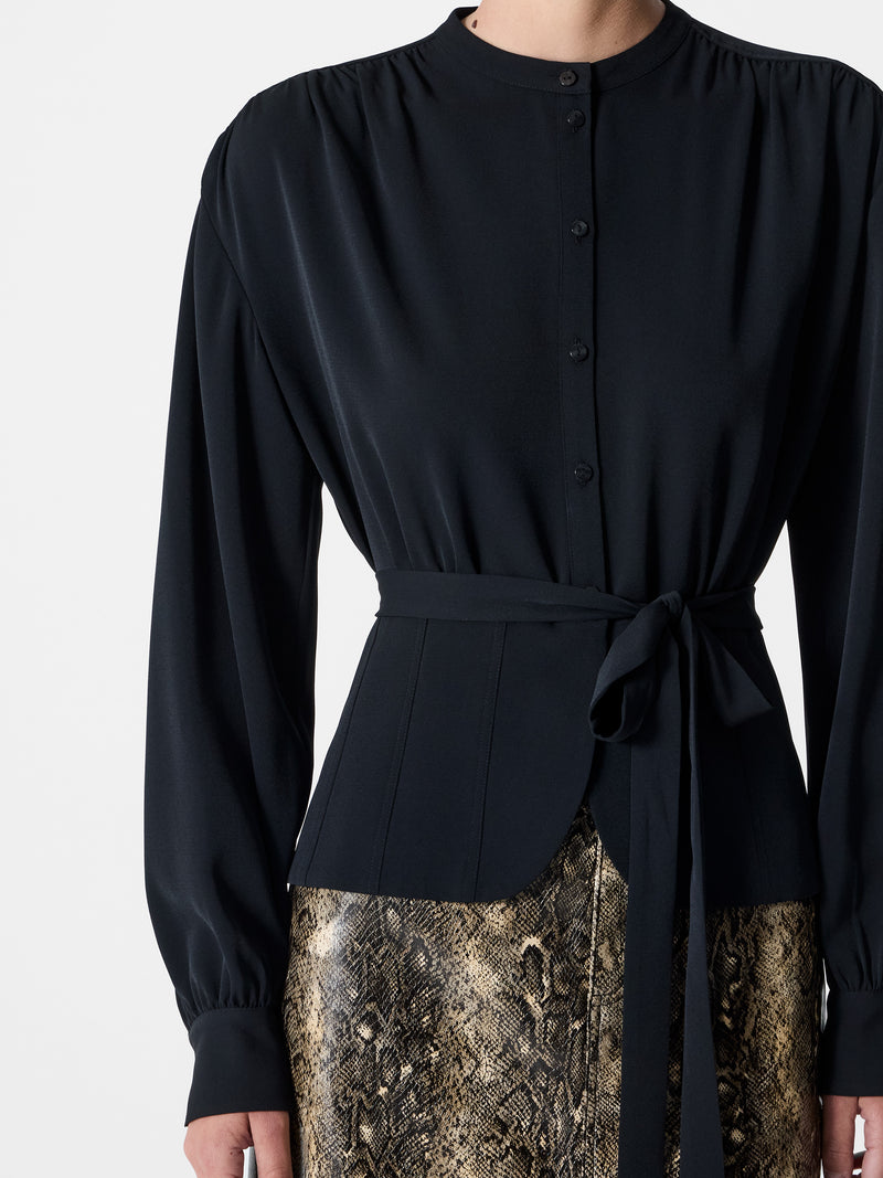 Arezzo Long Sleeve Waist Tie Shirt