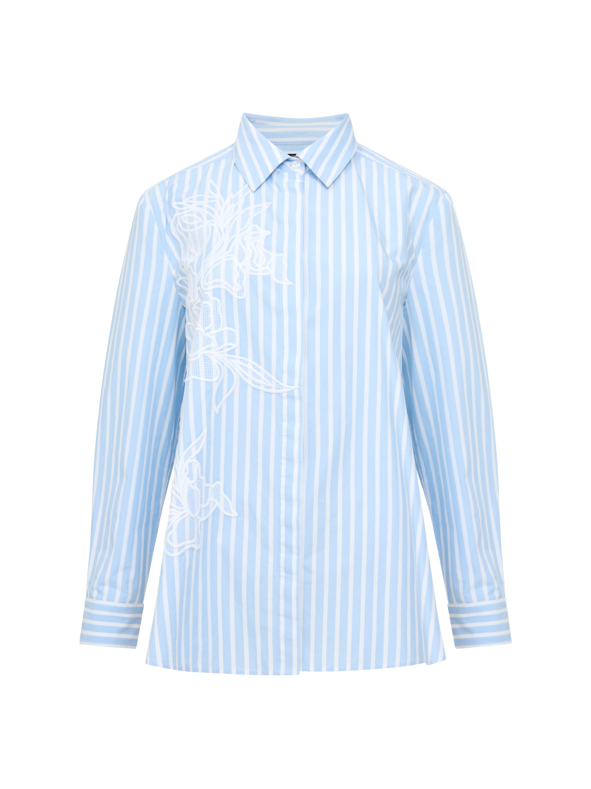 Cambria Cotton Embroidered Floral Stripe Shirt