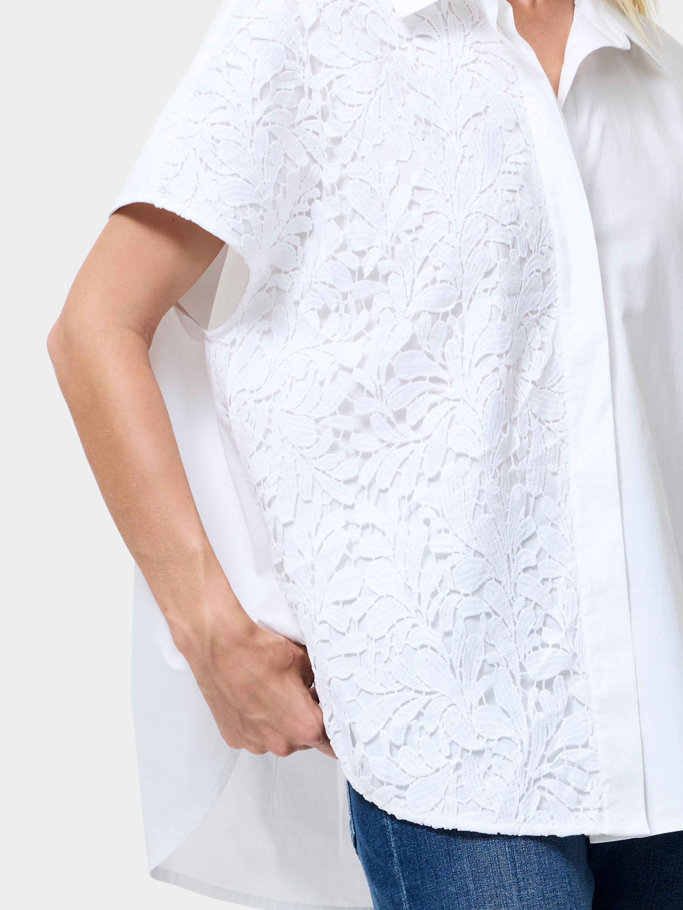 Cambria Cotton Half Lace Short Sleeve Shirt