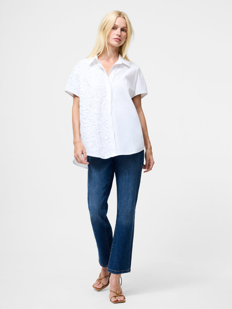 Cambria Cotton Half Lace Short Sleeve Shirt