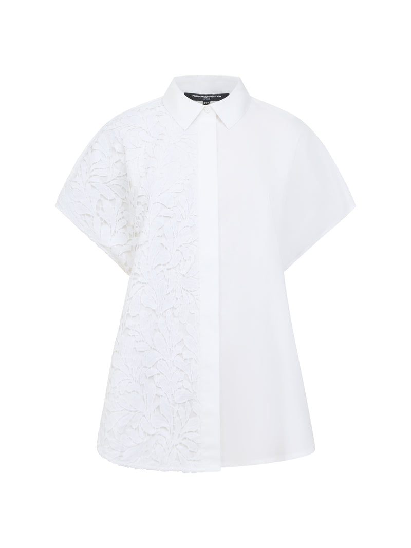 Cambria Cotton Half Lace Short Sleeve Shirt