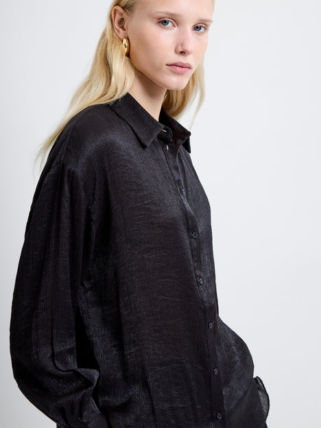 Terry Crinkle Button Down Shirt