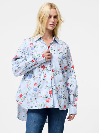 Floral Stripe Printed Long Sleeve Shirt