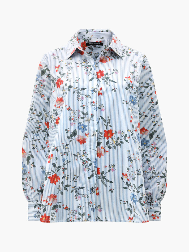 Floral Stripe Printed Long Sleeve Shirt