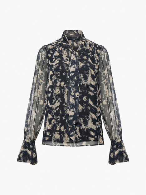 Amelia Hallie Crinkle Tie Neck Blouse