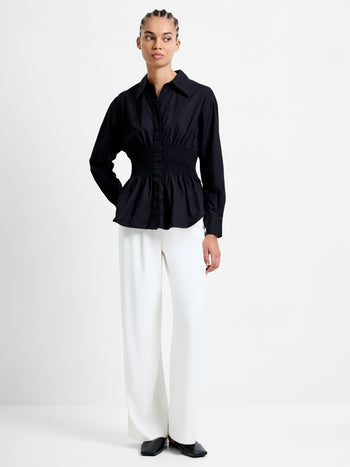 Cambria Cotton Smocked Button Down Shirt