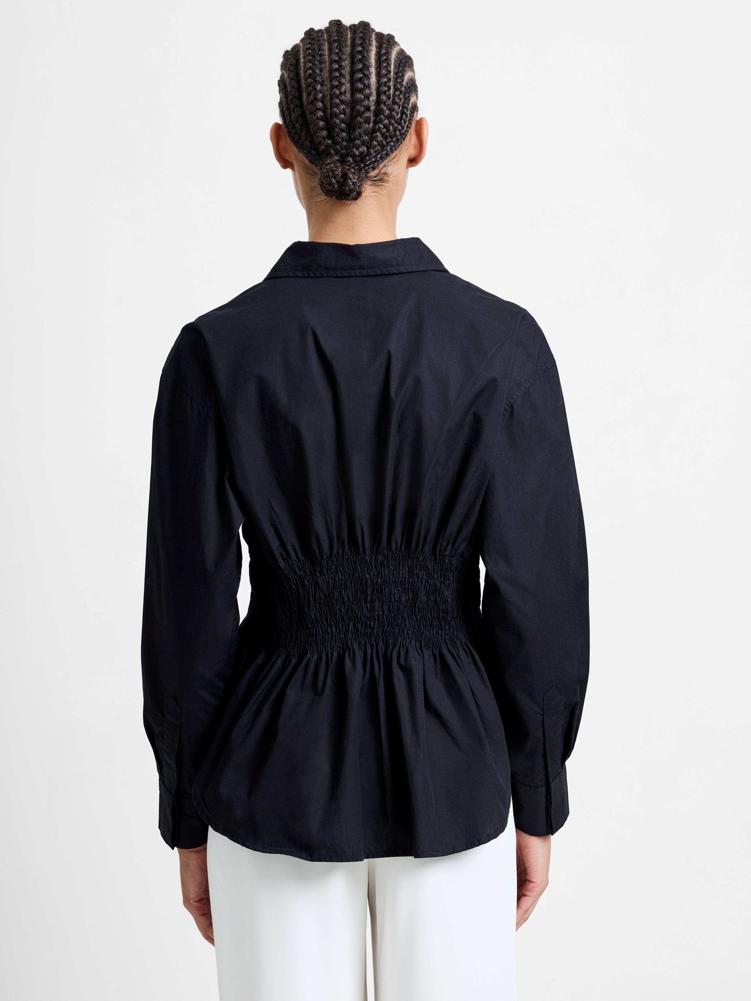 Cambria Cotton Smocked Button Down Shirt