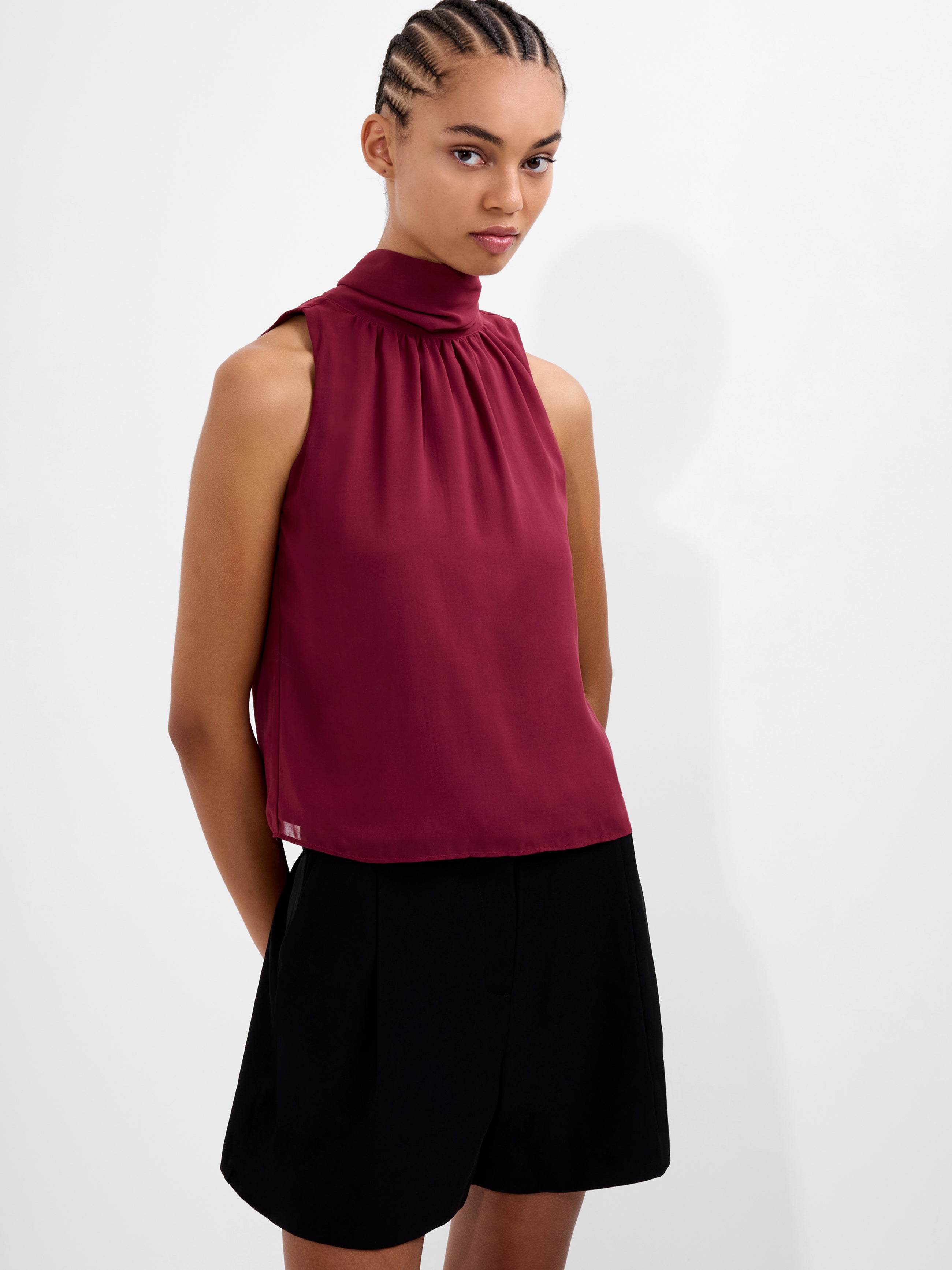 Marina Chiffon Sleeveless Bow Top