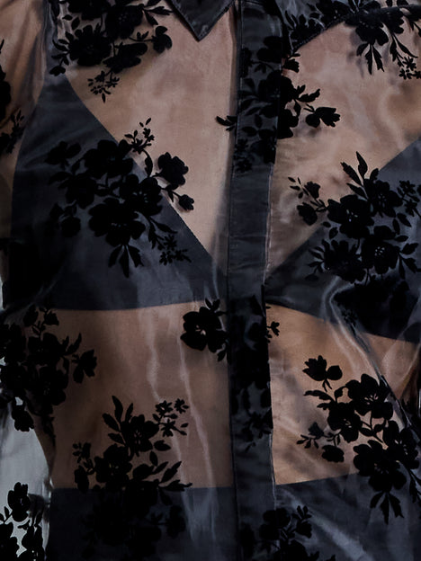 Mika Flocked Organza Floral Long Sleeve Shirt